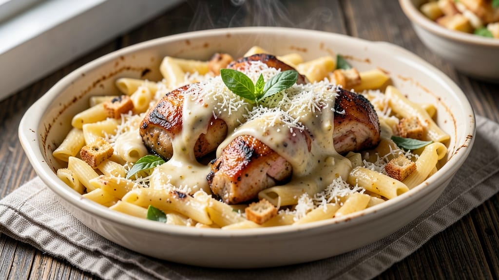 Baked Chicken Alfredo Penne Pasta Recipe: One-Pan Creamy Sauce Magic