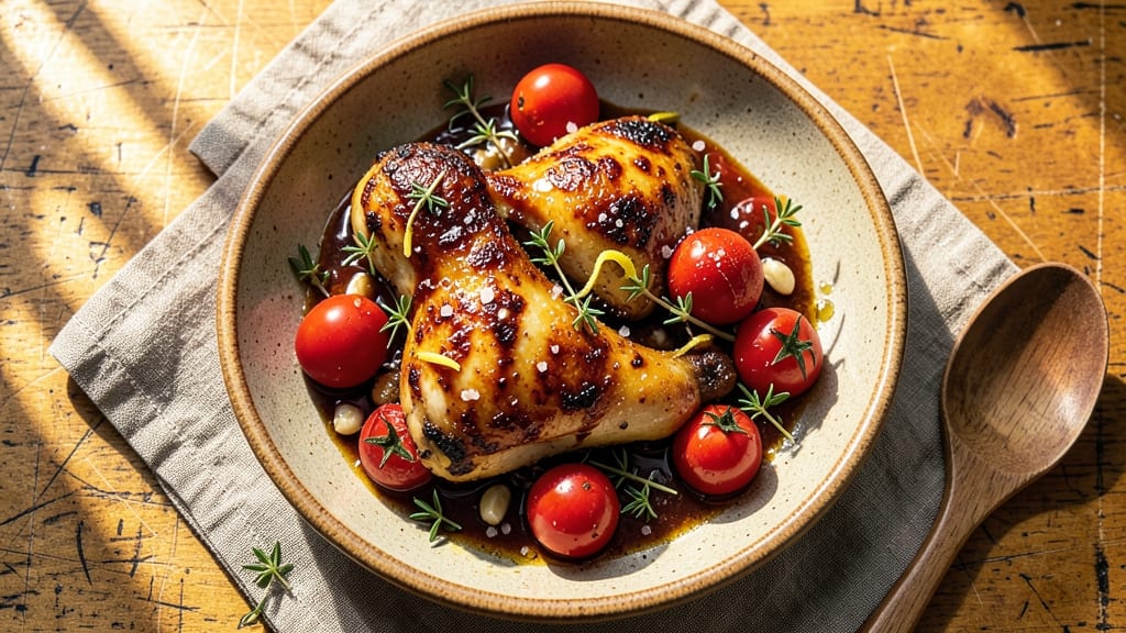 Balsamic Chicken Thighs with Burst Tomatoes Recipe: Sweet-Tart Glaze That Caramelizes to Sticky Perfection