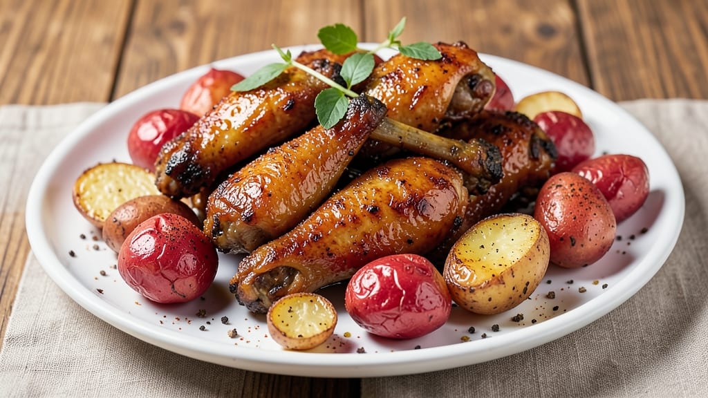 Baked Chicken Wings And Potatoes Recipe: Crispy-Skinned Roast With Caramelized Potatoes