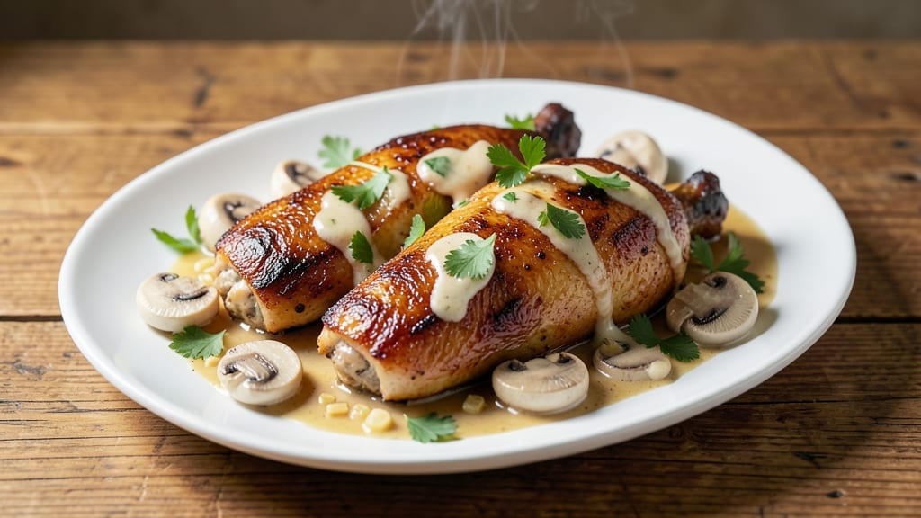Baked Chicken Thighs With Mushrooms Recipe: Earthy Mushroom Sauce That Clings to Every Bite