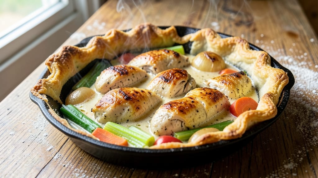 America's Test Kitchen Cast Iron Chicken Pot Pie Recipe: Flaky Top, Juicy Filling in One Pan