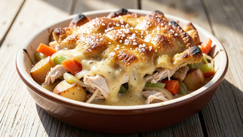 Baked Chicken Pot Pie Cobbler Recipe: Crispy Top, Flaky Layers, One-Dish Wonder