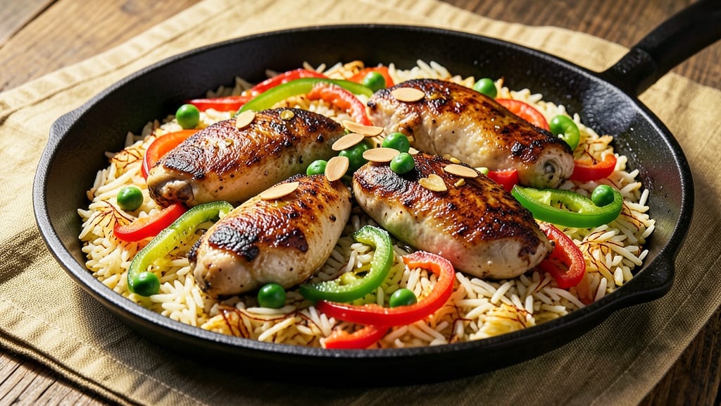 Baked Chicken Paella Recipe: Saffron-Infused Rice With Golden Crisp Chicken