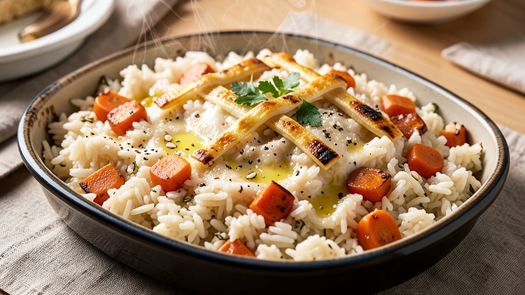 Baked Rice Recipe with Chicken Broth: Savory Crisp-Topped Comfort in One Pan