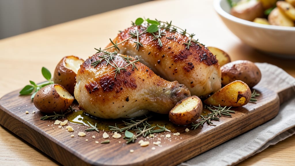 Baked Chicken And Roasted Potatoes Recipe: One-Pan Herb-Crusted Harmony