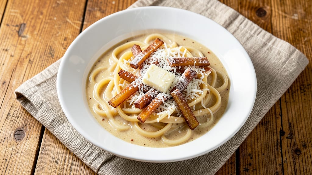 Campbell's Cream Of Chicken And Pasta Recipe: Crispy Celery Crown Over Egg Noodles