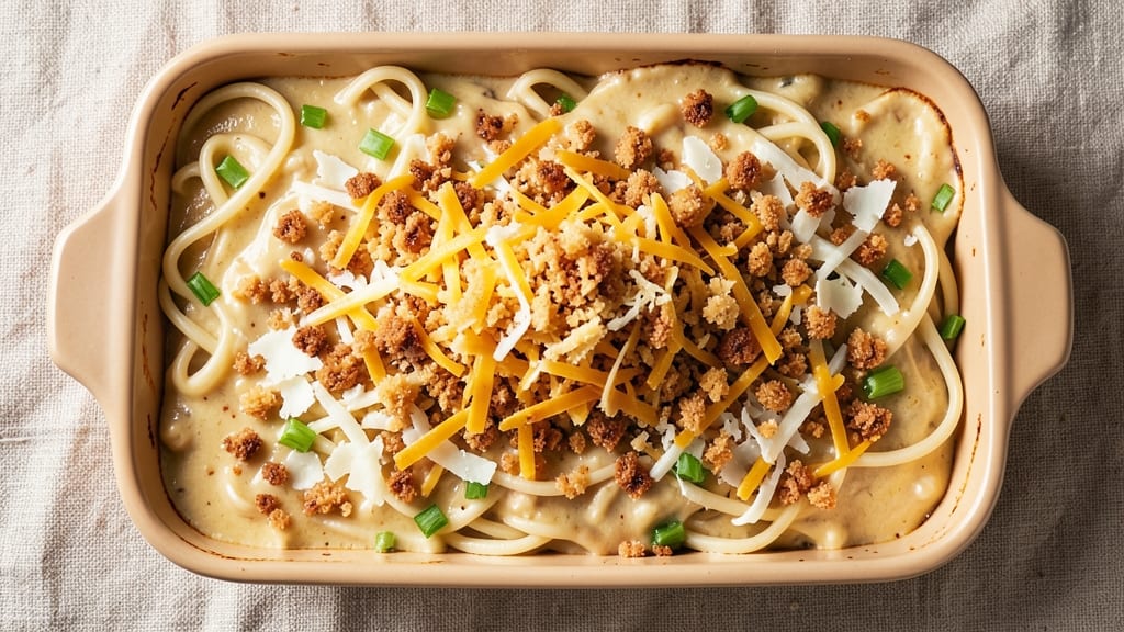 Campbell's Cream of Chicken Casserole Recipe: Crispy Celery Crown Over Egg Noodles