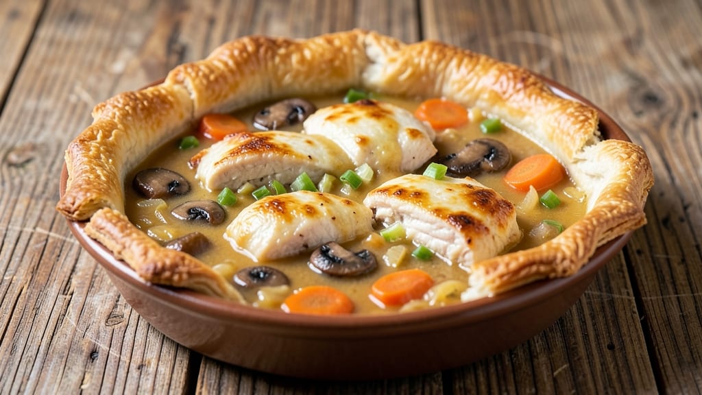 Campbell's Cream of Chicken Pot Pie Recipe: Celery-Crusted Crunch Over Creamy Mushroom Filling