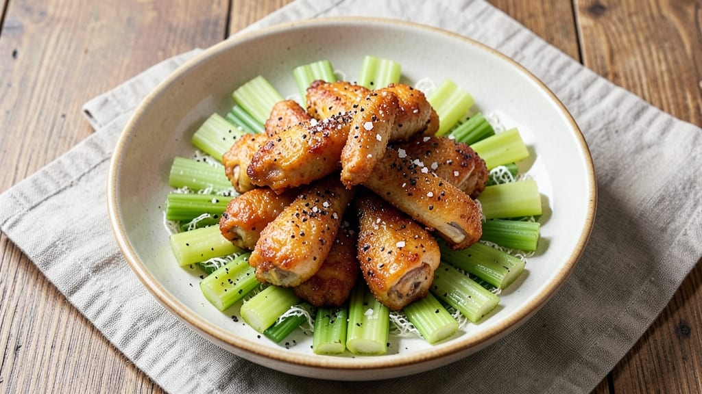 Chicken Necks Recipe: Crispy Celery Crown Over Rich Mushroom Gravy