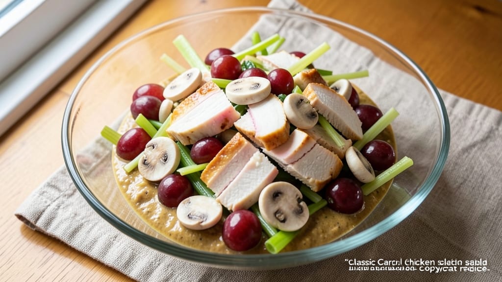 Classic Carol Chicken Salad Copycat Recipe: Crispy Celery Crown Over Creamy Mushroom Bites