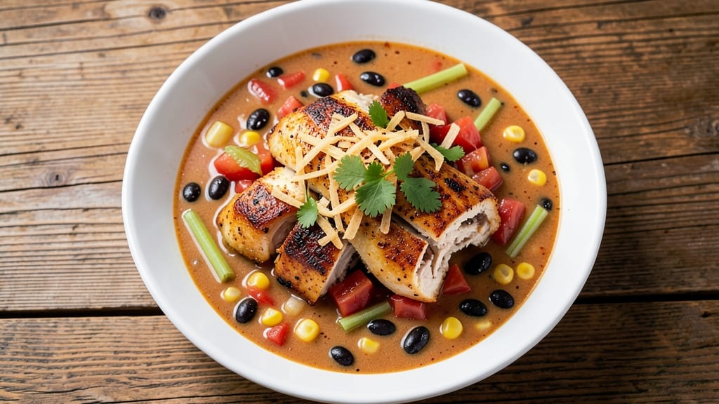 Copycat Mcalister's Chicken Tortilla Soup Recipe: Crispy Celery Top Over Spiced Tomato-Basil Base