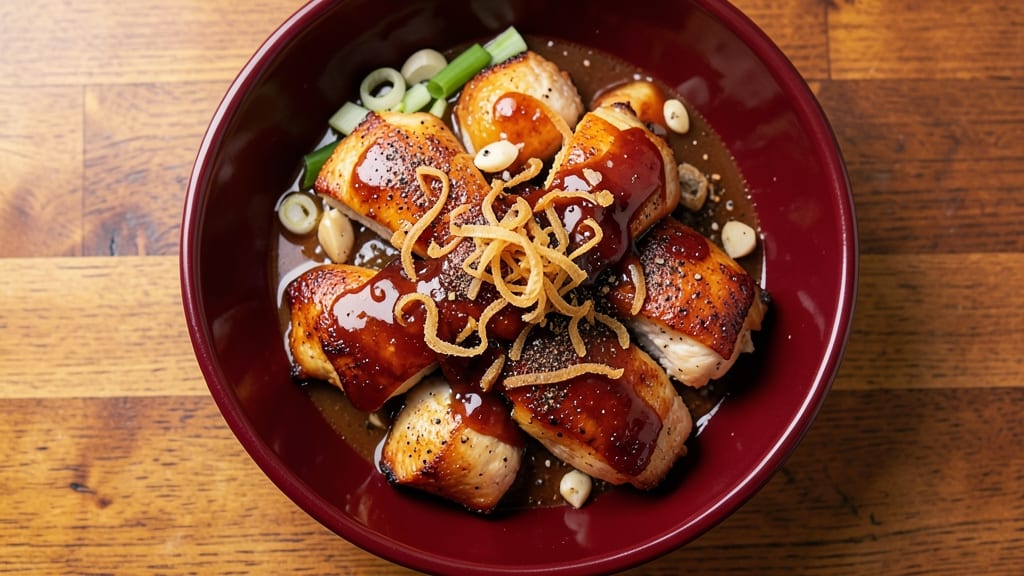 Denny's Bourbon Chicken Recipe: Smoky-Sweet Crunch Over Creamy Mushroom Noodles