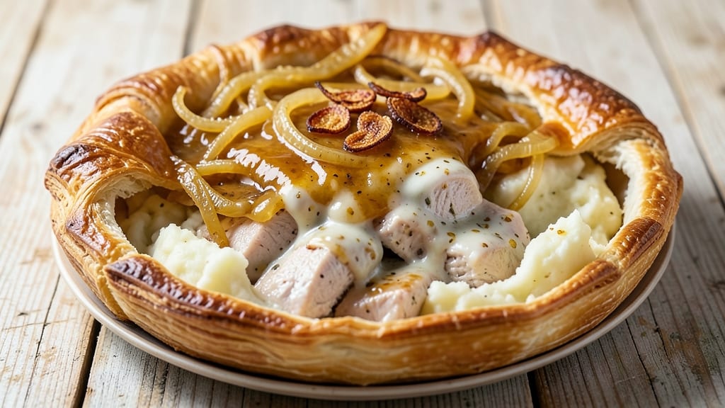 Aussie Chicken Pie Recipe: Flaky Pastry Crust with Melty Cheese Topping
