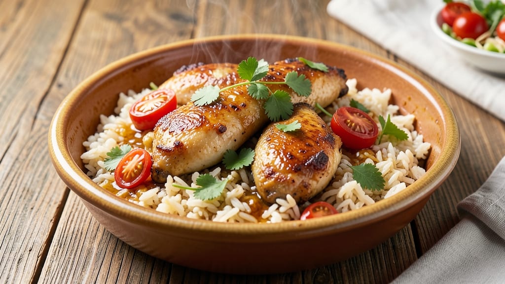 Baked Portuguese Chicken and Rice Recipe: Crispy Top, Fragrant Cumin-Spiced One-Pan Magic