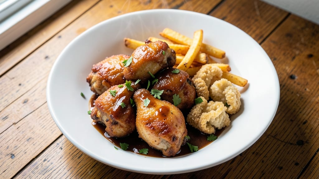 KFC Original Recipe Chicken Thighs: Crispy Celery Crown Over Juicy Pink Meat